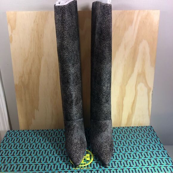 New Tory Burch Lila Knee High Spotted Calf Hair Boots Women’s Size 7 - Picture 4 of 11